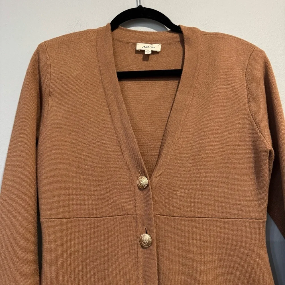 L’AGENCE Breanna Button-Up Sweater Mini Dress V Neck Long Sleeve M - Picture 4 of 8
